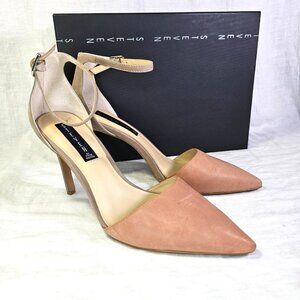 Steve Madden Anibell 3.5” High Heel Two-Tone Ankle Strap Pumps US8 Cognac Peach